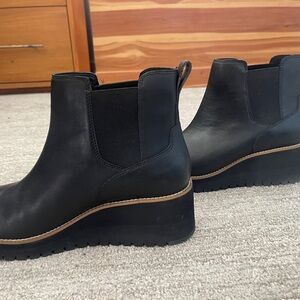 Cole Haan zero Grand Black Leather Wedge Ankle Boots